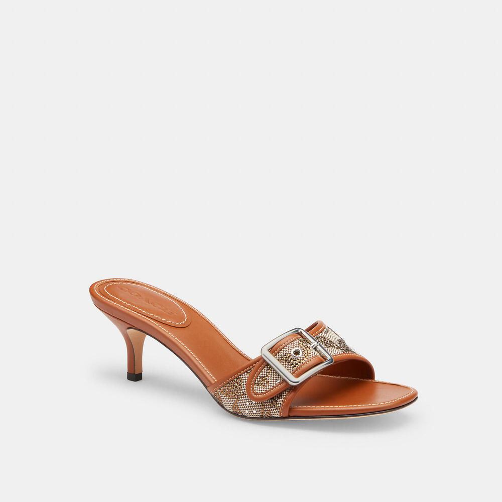 Coach Margot Sandal In Crystal Signature Jacquard Size 10